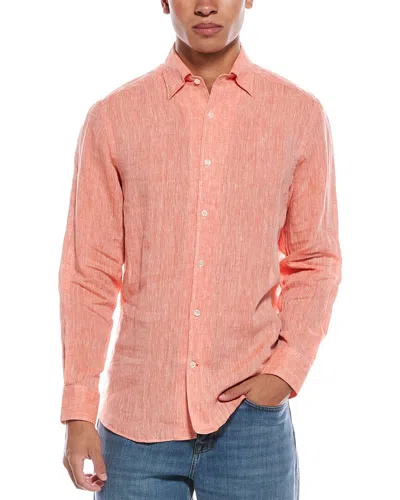 Robert Talbott Morgan Solid Linen Shirt In Pink