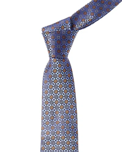 Canali Blue Floral Squares Silk Tie In Blue