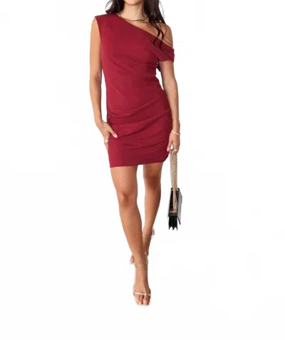2.7 August Apparel Off The Side Mini Dress In Maroon In Red