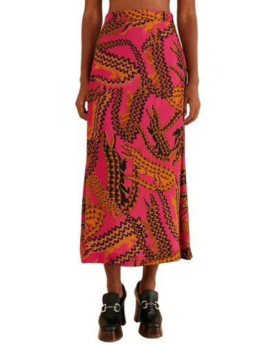 Farm Rio Croco Pink Midi Skirt In Pink
