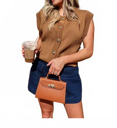 2.7 August Apparel Golden Hour Sleeveless Vest In Brown In Brown