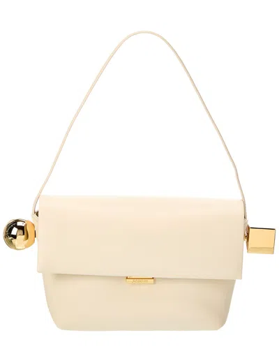 Jacquemus The Rond Carre Leather Shoulder Bag In White