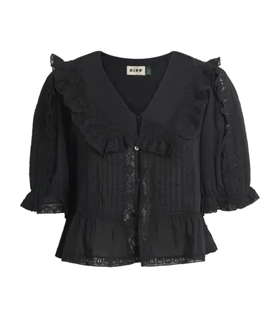 Rixo London Cotton Ellery Blouse In Black