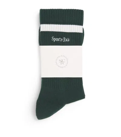 Sporty And Rich Serif Logo Socks In Green