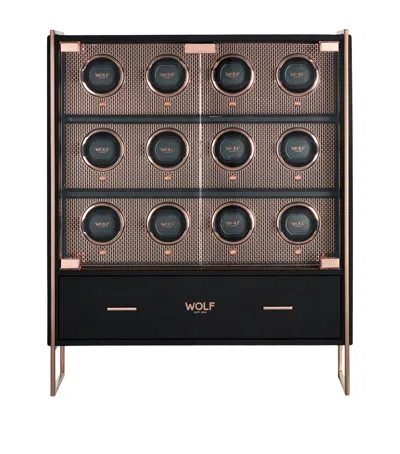 Wolf Axis 12-piece Watch Winder Cabinet In Gold