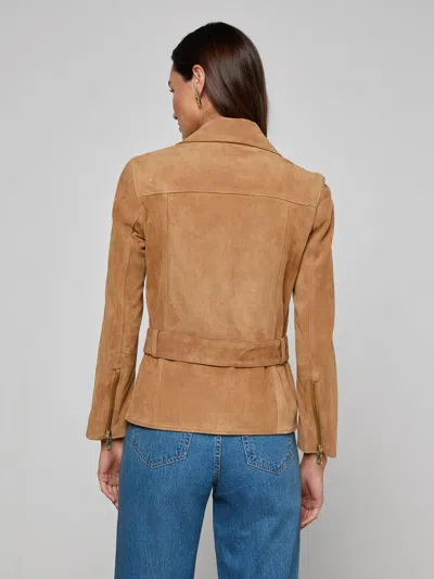 L'agence Dinah Suede Biker Jacket In Brown