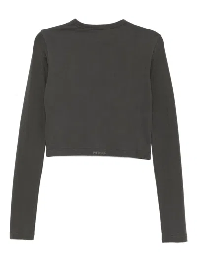 We11 Done Cropped Long-sleeves T-shirt In Gray