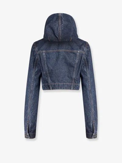 Alaïa Alaia Women Hooded Denim Jacket In Blue