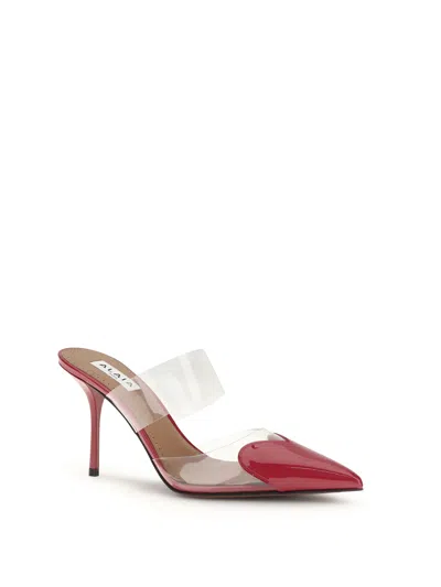 Alaïa Leather-pvc Le Coeur Heeled Mules 90 In Red