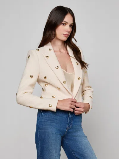 L'agence Jen Embellished Blazer In Neutral