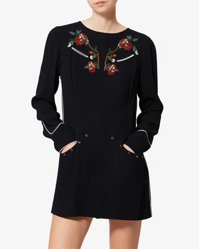 Isabel Marant Youma Beaded Mini Dress In Black