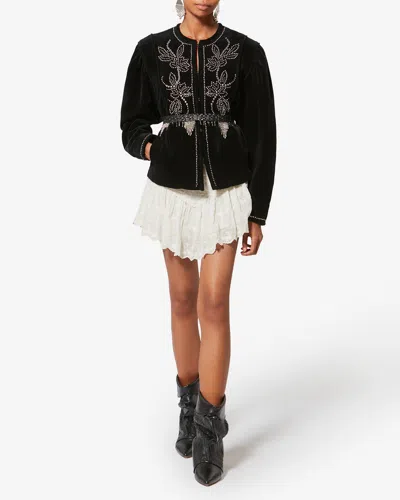 Isabel Marant X Zoelia Embroidered Ruffled Shorts In Gray