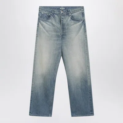 Auralee Blue Washed-effect Jeans Men In Blue