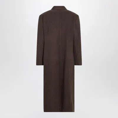 Auralee Brown Double-breasted Wool Coat Men In Brown