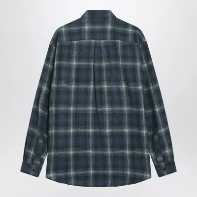 Auralee | Green/navy Checked Wool Shirt In Multi