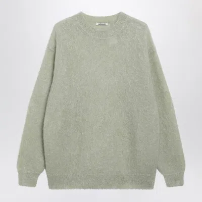 Auralee Light Green Brushed Mohair-blend Sweater Men In Green