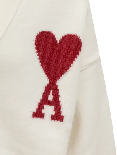 Ami Alexandre Mattiussi Ami De Coeur Cardigan In White
