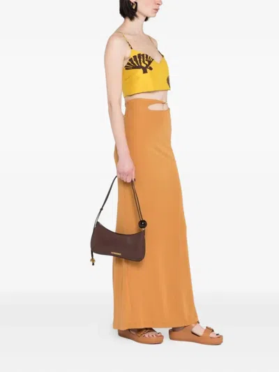 Jacquemus Women Bisou Perle Large Shoulder Bag In Brown