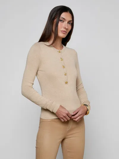 L'agence Ronda Knit Henley Top In Neutral