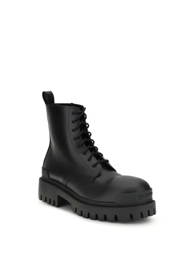 Balenciaga Leather Boots With Maxi Rubber Sole In Black