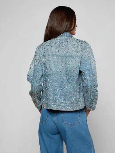L'agence Vangie High Low Embellished Jacket In Blue
