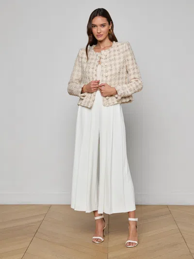 L'agence Zell Houndstooth Tweed Jacket In Neutral