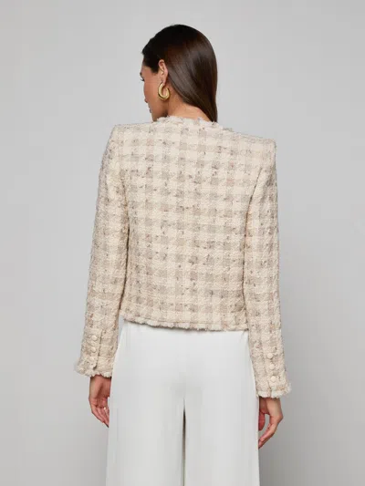 L'agence Zell Houndstooth Tweed Jacket In Neutral