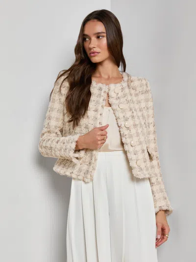L'agence Zell Houndstooth Tweed Jacket In Neutral