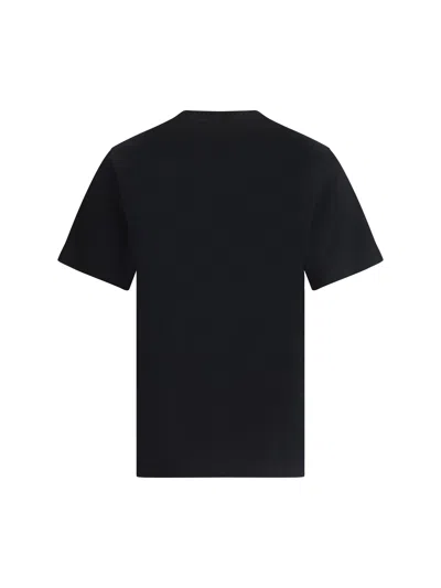 Burberry Men Black Crewneck T-shirt With Ekd And Logo Lettering Embroidery On The Front In Cotton Ma