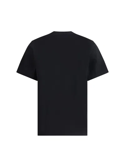 Burberry Men Black Crewneck T-shirt With Logo Lettering On The Front In Cotton Man