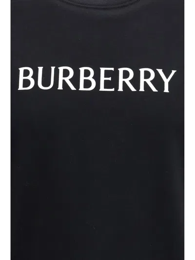 Burberry Men Black Crewneck T-shirt With Logo Lettering On The Front In Cotton Man