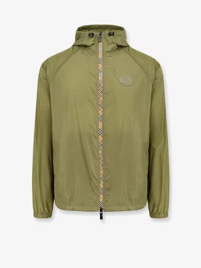 Burberry Men Nylon Jacket With Ekd Patch In Green