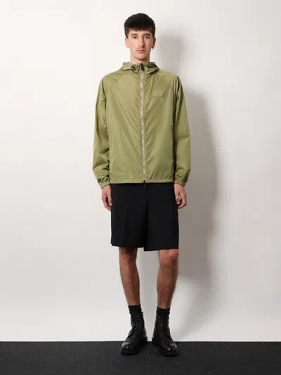 Burberry Men Nylon Jacket With Ekd Patch In Green