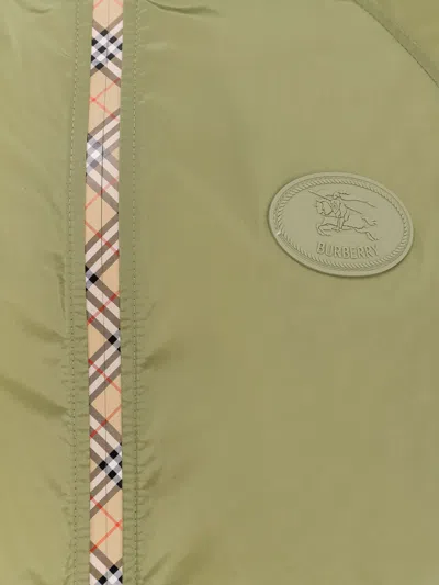Burberry Men Nylon Jacket With Ekd Patch In Green
