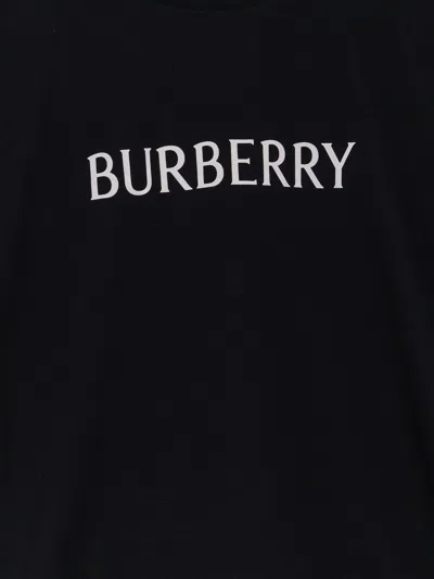 Burberry Men Black Crewneck T-shirt With Logo Lettering On The Front In Cotton Man