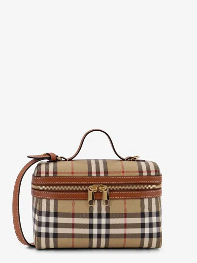 Burberry Women Beige Crossbody Bag With Adjutable And Removable Shoulder Strap And All-over Check Mo In Multi