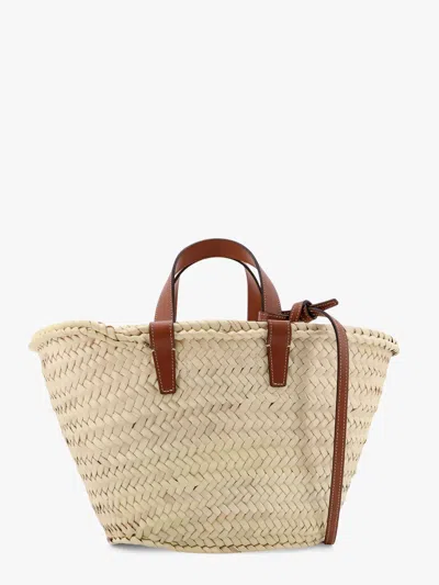 Celine Women Classic Panier Teen Raffia And Leather Handbag In Multi