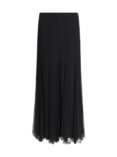Chloé Women Fluid Silk Maxi Skirt In Black