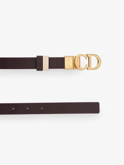 Dior Women Leather Saddle Belt In Brown