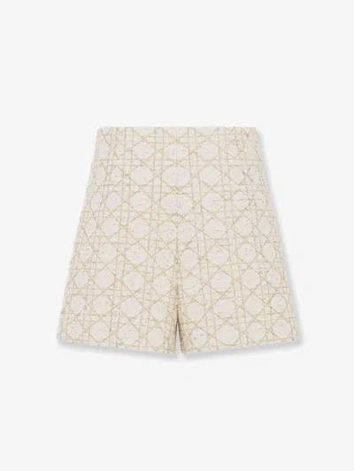Dior Macrocannage Trouserskirt In White And Gold Wool Blend Tweed In Multi