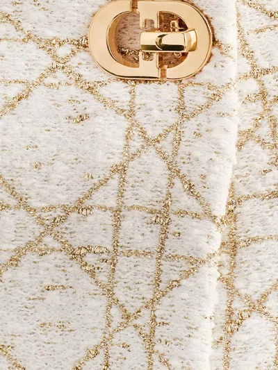 Dior Macrocannage Trouserskirt In White And Gold Wool Blend Tweed In Multi