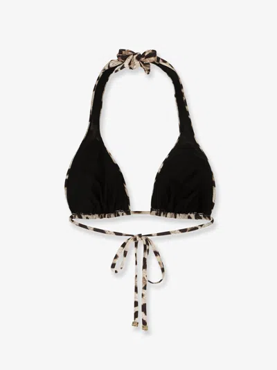 Dolce & Gabbana Leopard Print Halterneck Bikini Top In Animal Print