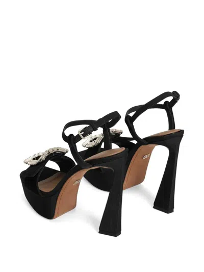 Dolce & Gabbana Platform Sandals High Heel Fabric Calfskin In Black