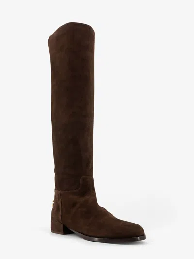 Dolce & Gabbana Over-the-knee Suede Boots Shoes In Brown