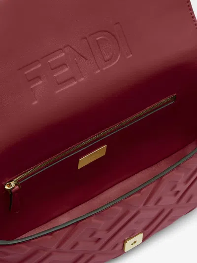 Fendi Women Baguette Leather Crossbody Bag In Red