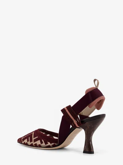 Fendi Burgundy Ff Fabric High-heeled Slingbacks In Multi