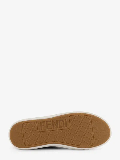 Fendi Low-top Sneakers With Monogram Pattern And Gold-tone Accents In Black