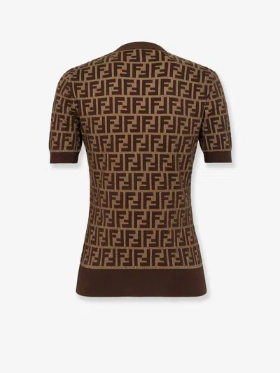 Fendi Women Ff Cotton Sweater In Brown