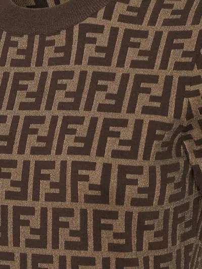 Fendi Women Ff Cotton Sweater In Brown