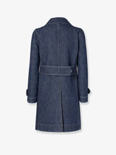 Fendi Padded Denim Caban Coat Double Breasted In Multi